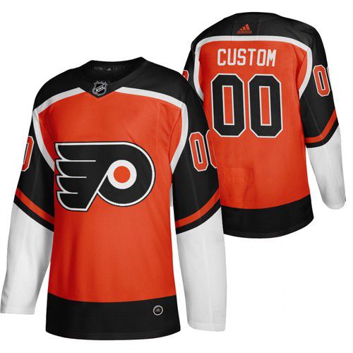 Men Philadelphia Flyers #00 Custom Orange NHL 2021 Reverse Retro jersey